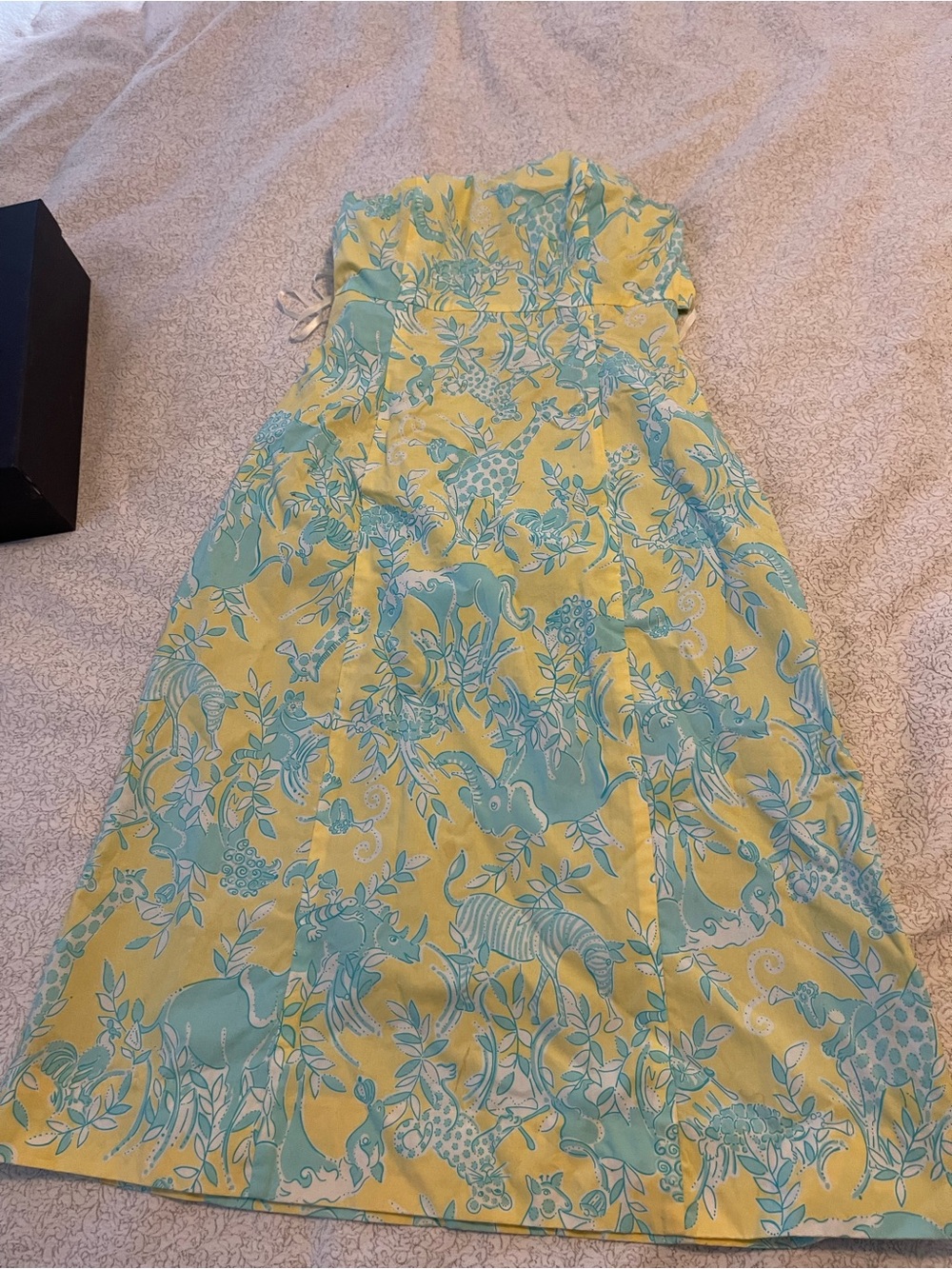 Lily Pulitzer original Yellow Strapless Animal Print Sun Dress